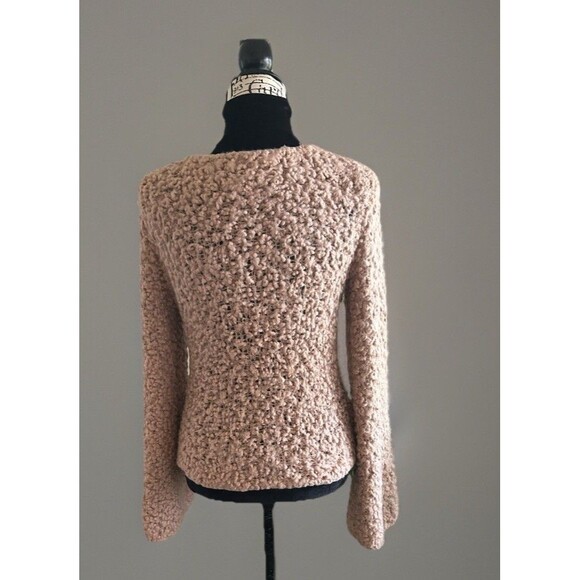 Free People Marshmallow Surplice Taupe Sweater Size Medium Faux Wrap Deep V Neck - Picture 3 of 11